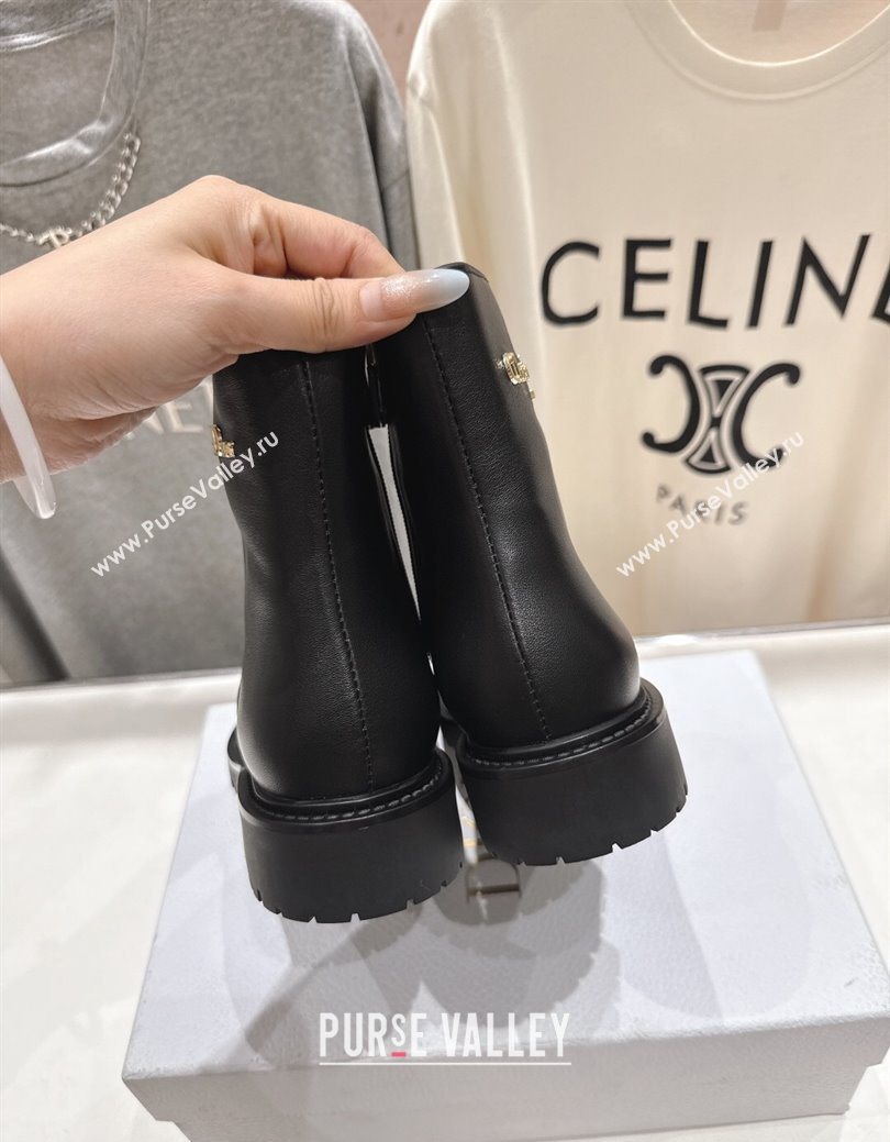 Dior D-Town Flat Ankle Boots in Black Calfskin Leather with Signature Black 2025 1029 (MD-251029032)