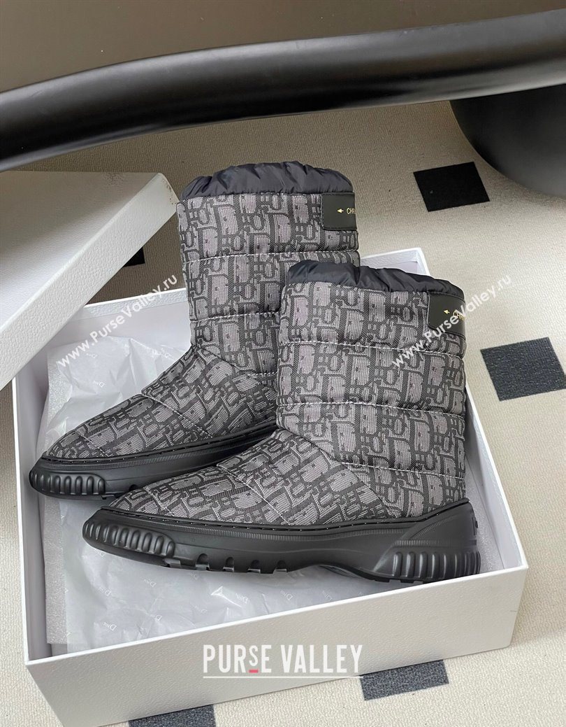 Dior DiorAlps Frost Ankle Boots in Oblique Quilted Nylon Grey/Black 2025 1029 (MD-251029002)