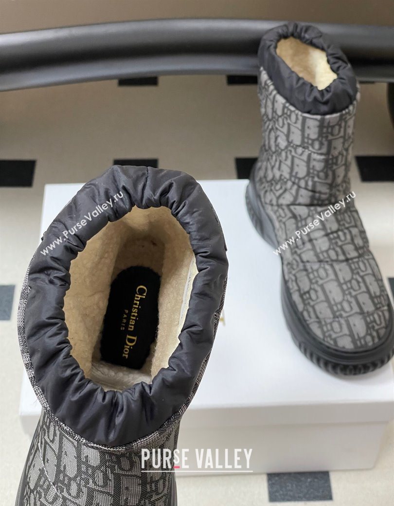 Dior DiorAlps Frost Ankle Boots in Oblique Quilted Nylon Grey/Black 2025 1029 (MD-251029002)