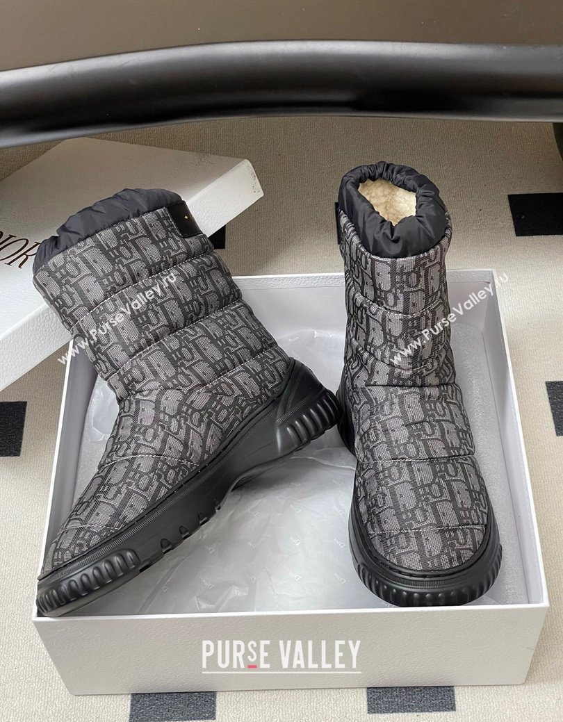 Dior DiorAlps Frost Ankle Boots in Oblique Quilted Nylon Grey/Black 2025 1029 (MD-251029002)