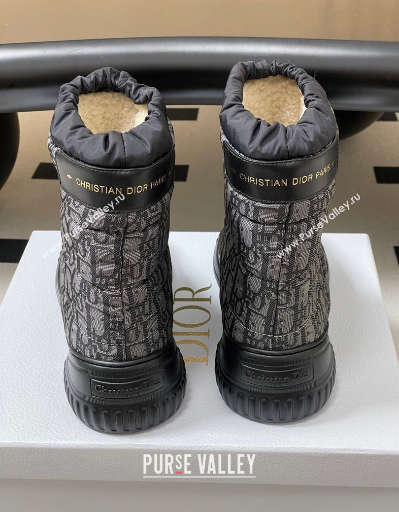 Dior DiorAlps Frost Ankle Boots in Oblique Quilted Nylon Grey/Black 2025 1029 (MD-251029002)