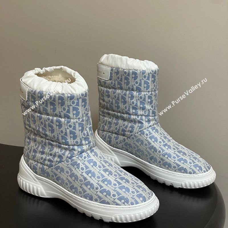 Dior DiorAlps Frost Ankle Boots in Oblique Quilted Nylon Blue/White 2025 1029 (MD-251029003)