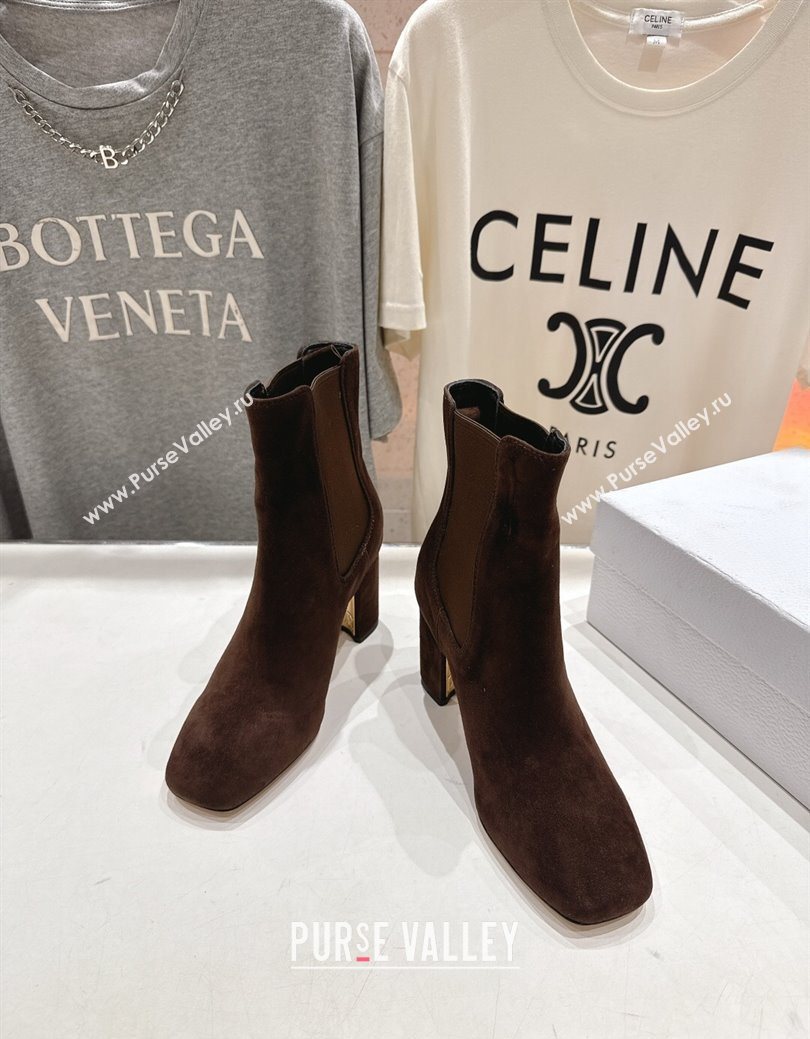 Dior D-Art Heeled Ankle Boots 8cm in Suede Dark Brown 2025 1029 (MD-251029038)