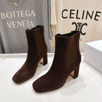 Dior D-Art Heeled Ankle Boots 8cm in Suede Dark Brown 2025 1029 (MD-251029038)