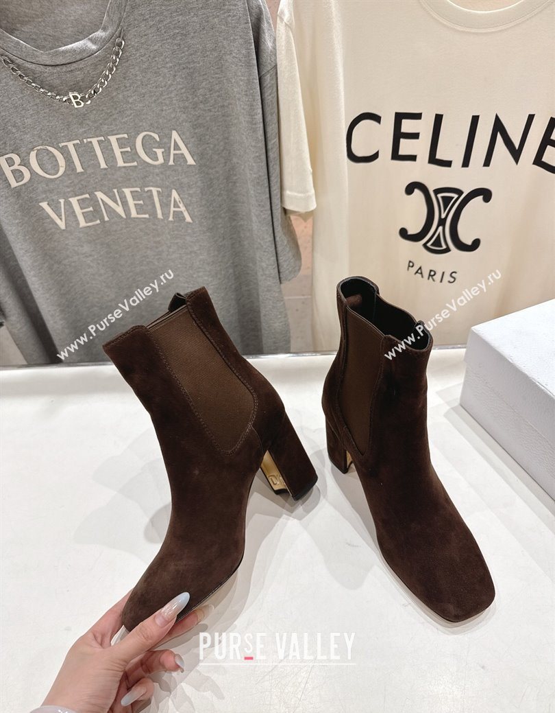 Dior D-Art Heeled Ankle Boots 8cm in Suede Dark Brown 2025 1029 (MD-251029038)