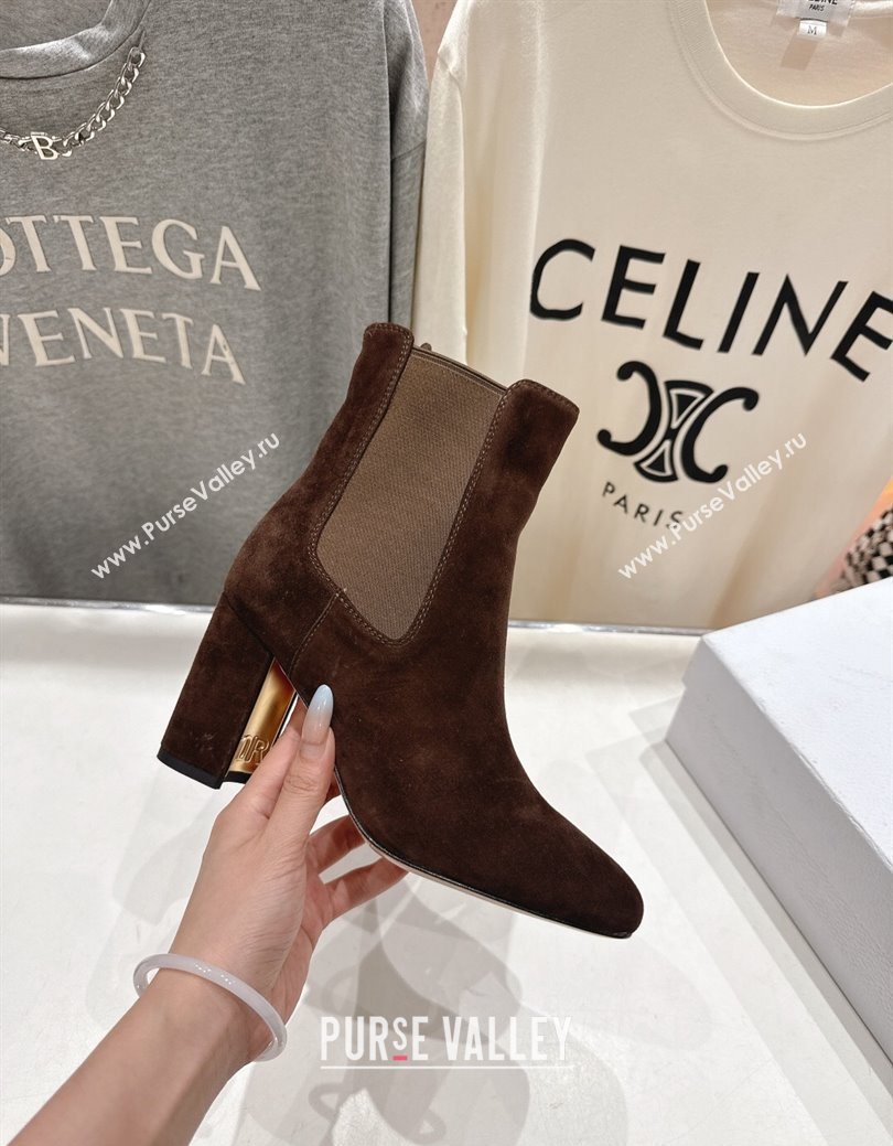Dior D-Art Heeled Ankle Boots 8cm in Suede Dark Brown 2025 1029 (MD-251029038)