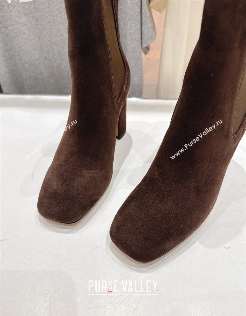 Dior D-Art Heeled Ankle Boots 8cm in Suede Dark Brown 2025 1029 (MD-251029038)