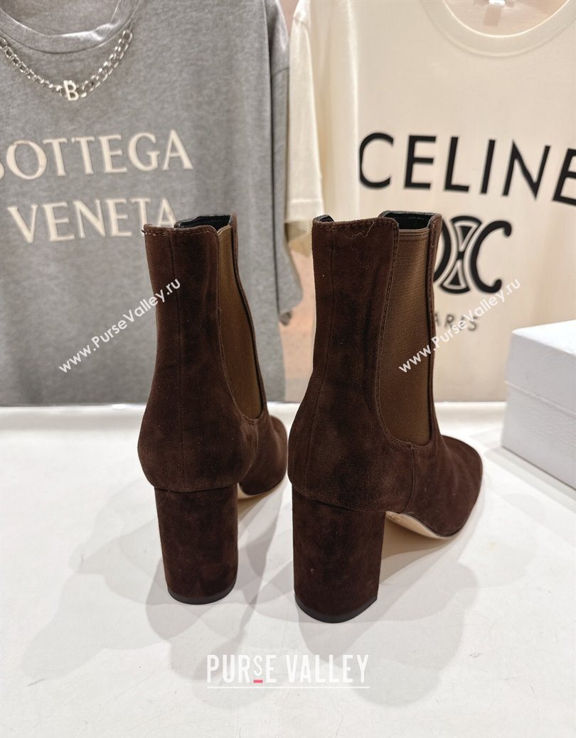 Dior D-Art Heeled Ankle Boots 8cm in Suede Dark Brown 2025 1029 (MD-251029038)
