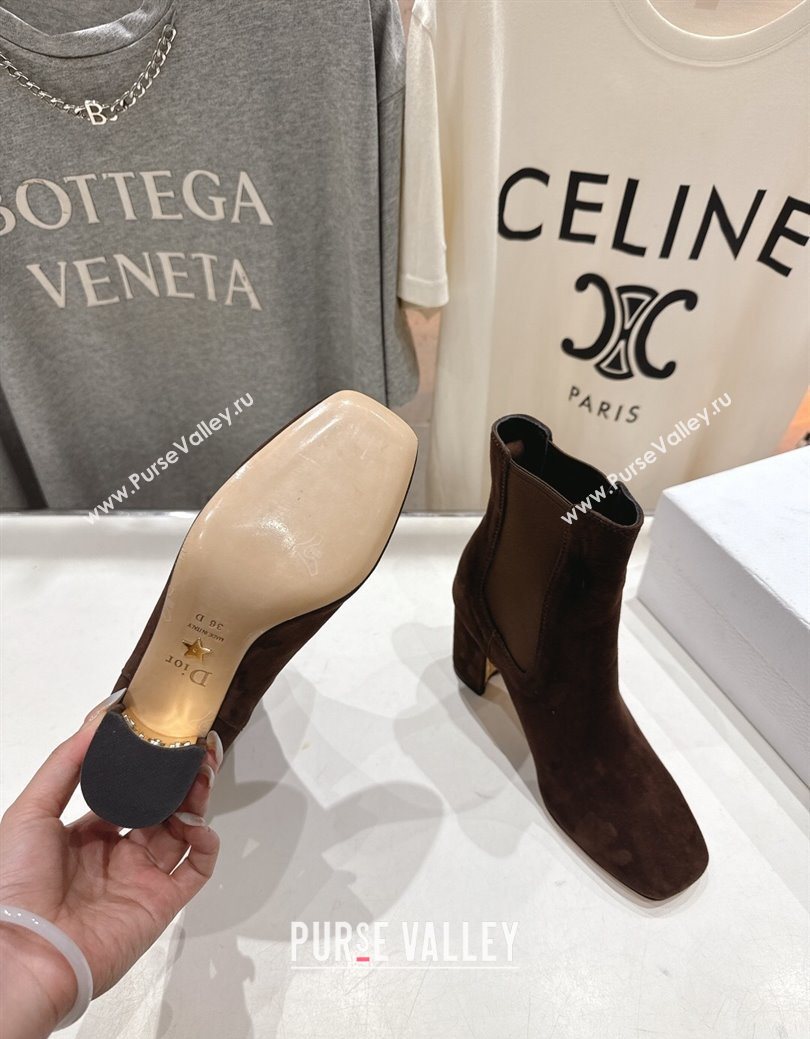 Dior D-Art Heeled Ankle Boots 8cm in Suede Dark Brown 2025 1029 (MD-251029038)