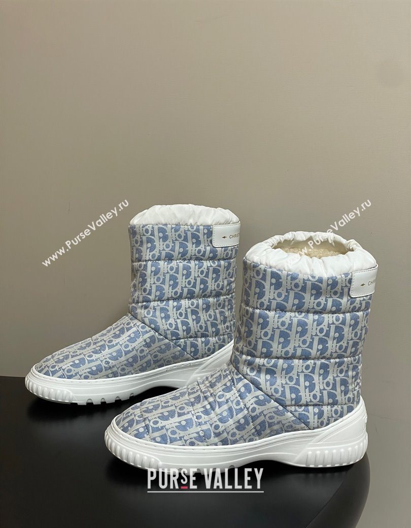 Dior DiorAlps Frost Ankle Boots in Oblique Quilted Nylon Blue/White 2025 1029 (MD-251029003)