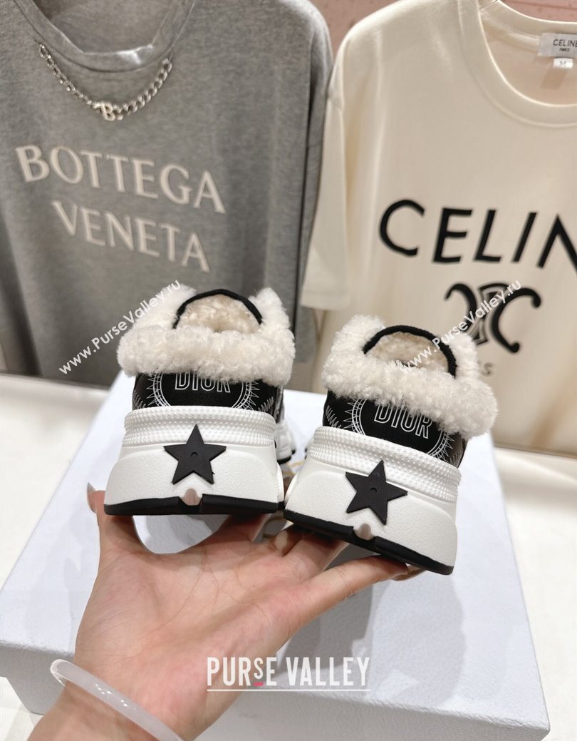 Dior Chrono Sneaker Mules in Mesh, Leather-Effect and Wool Black/White 2025 1029 (MD-251029063)