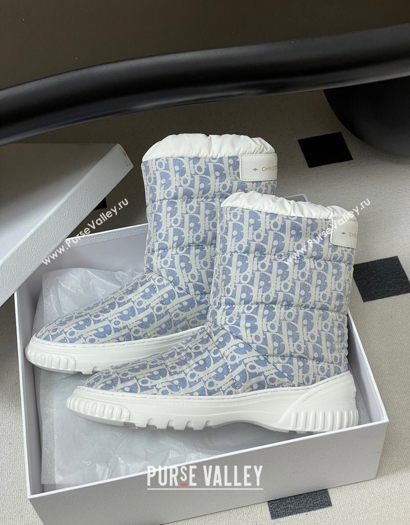 Dior DiorAlps Frost Ankle Boots in Oblique Quilted Nylon Blue/White 2025 1029 (MD-251029003)