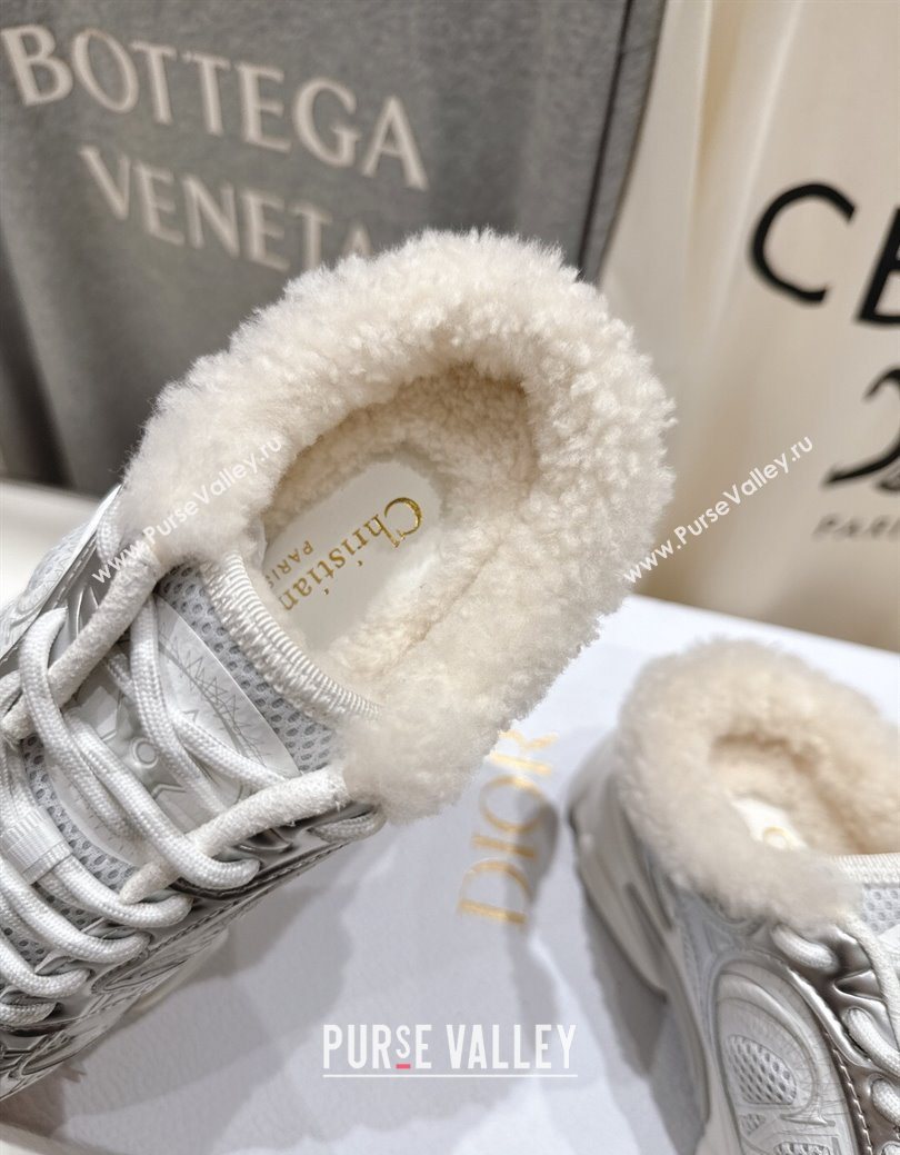 Dior Chrono Sneaker Mules in Mesh, Leather-Effect and Wool Silver/White 2025 1029 (MD-251029064)