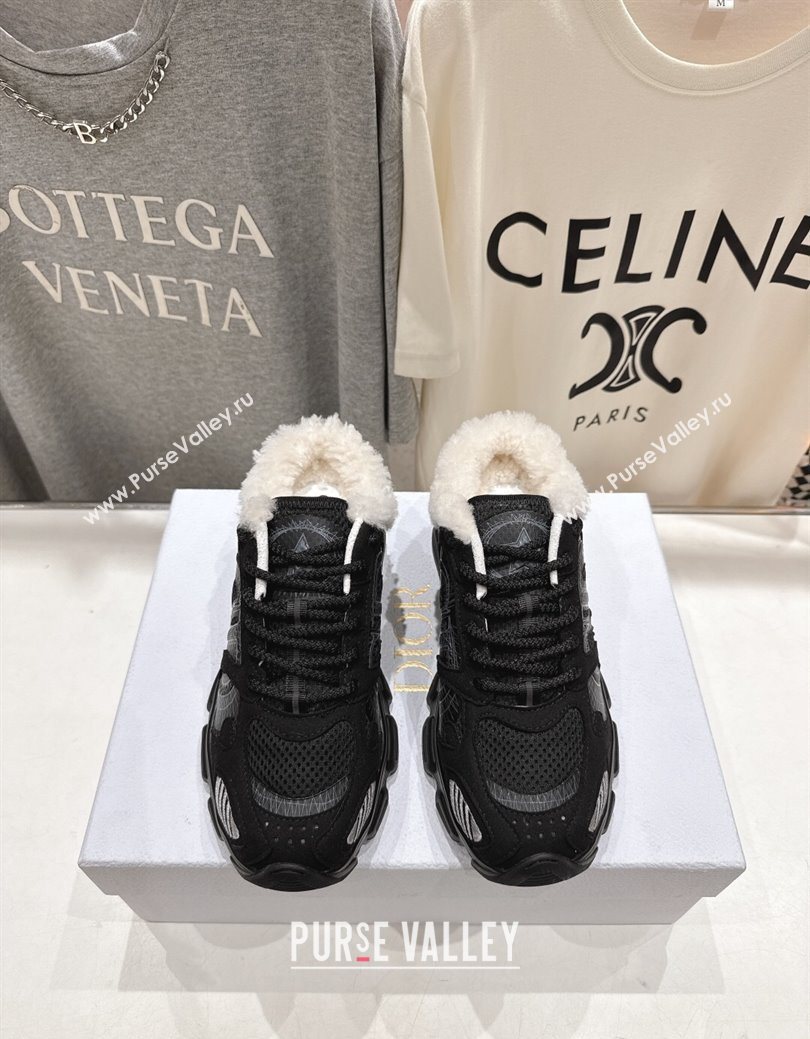 Dior Chrono Sneaker Mules in Mesh, Suede and Wool Black2 2025 1029 (MD-251029065)