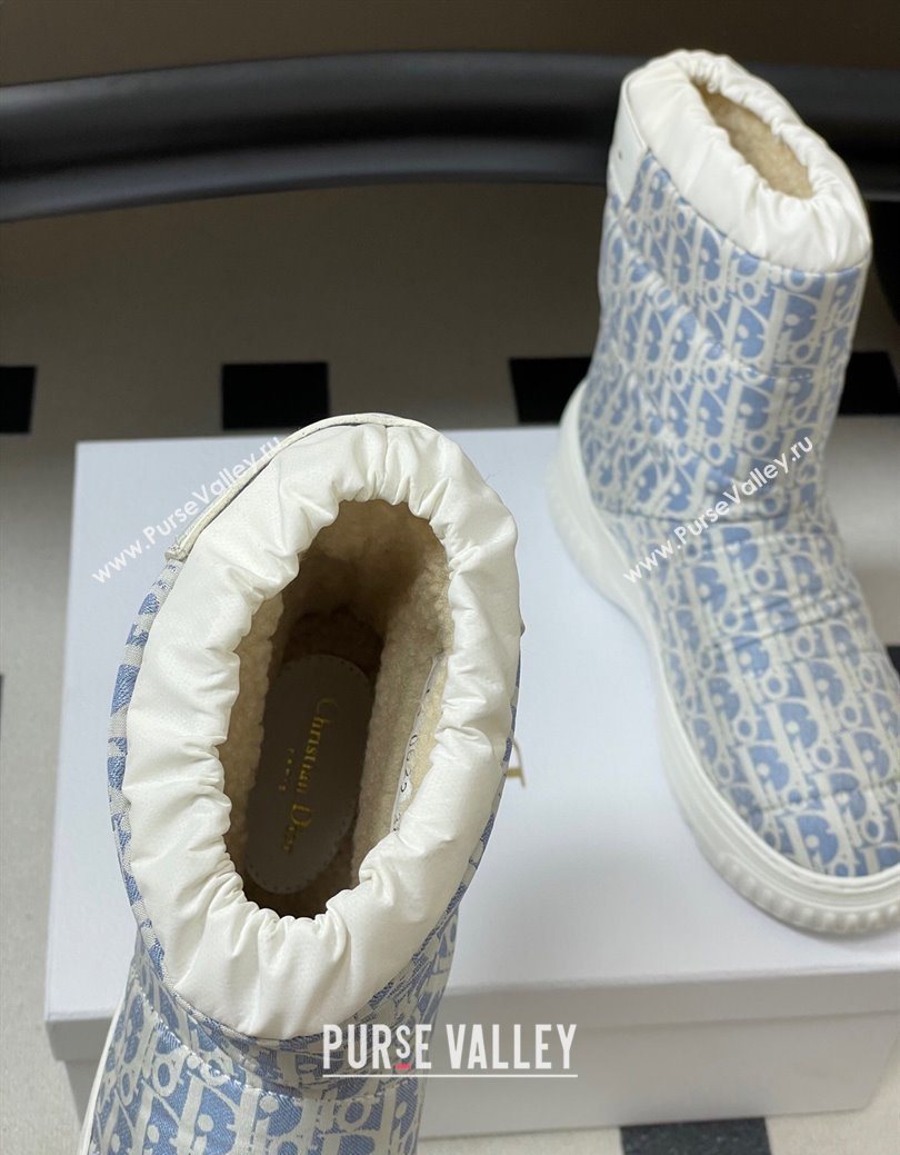 Dior DiorAlps Frost Ankle Boots in Oblique Quilted Nylon Blue/White 2025 1029 (MD-251029003)