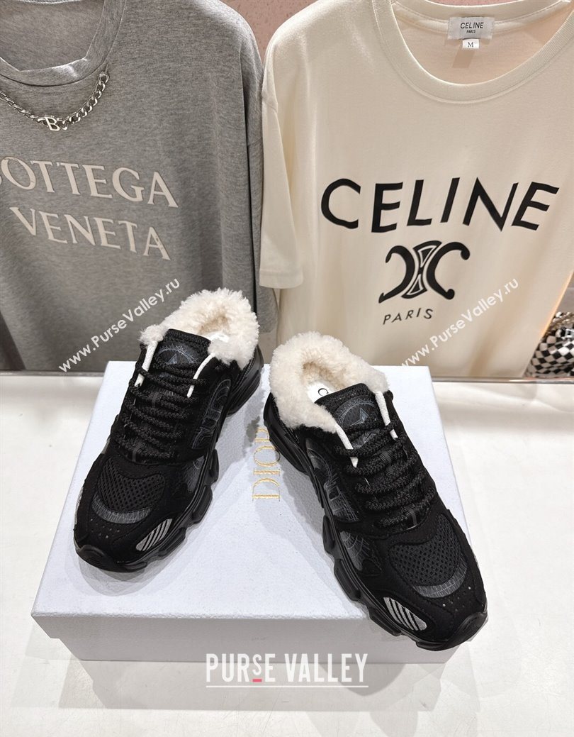 Dior Chrono Sneaker Mules in Mesh, Suede and Wool Black2 2025 1029 (MD-251029065)