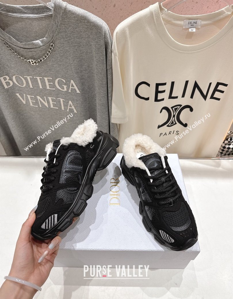 Dior Chrono Sneaker Mules in Mesh, Suede and Wool Black2 2025 1029 (MD-251029065)
