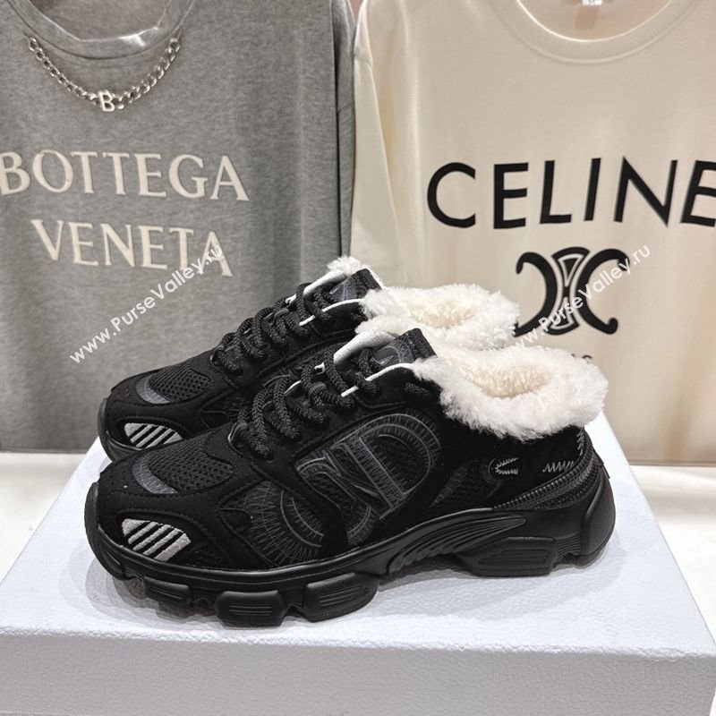 Dior Chrono Sneaker Mules in Mesh, Suede and Wool Black2 2025 1029 (MD-251029065)