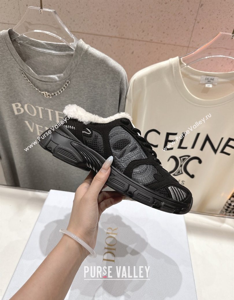 Dior Chrono Sneaker Mules in Mesh, Suede and Wool Black2 2025 1029 (MD-251029065)