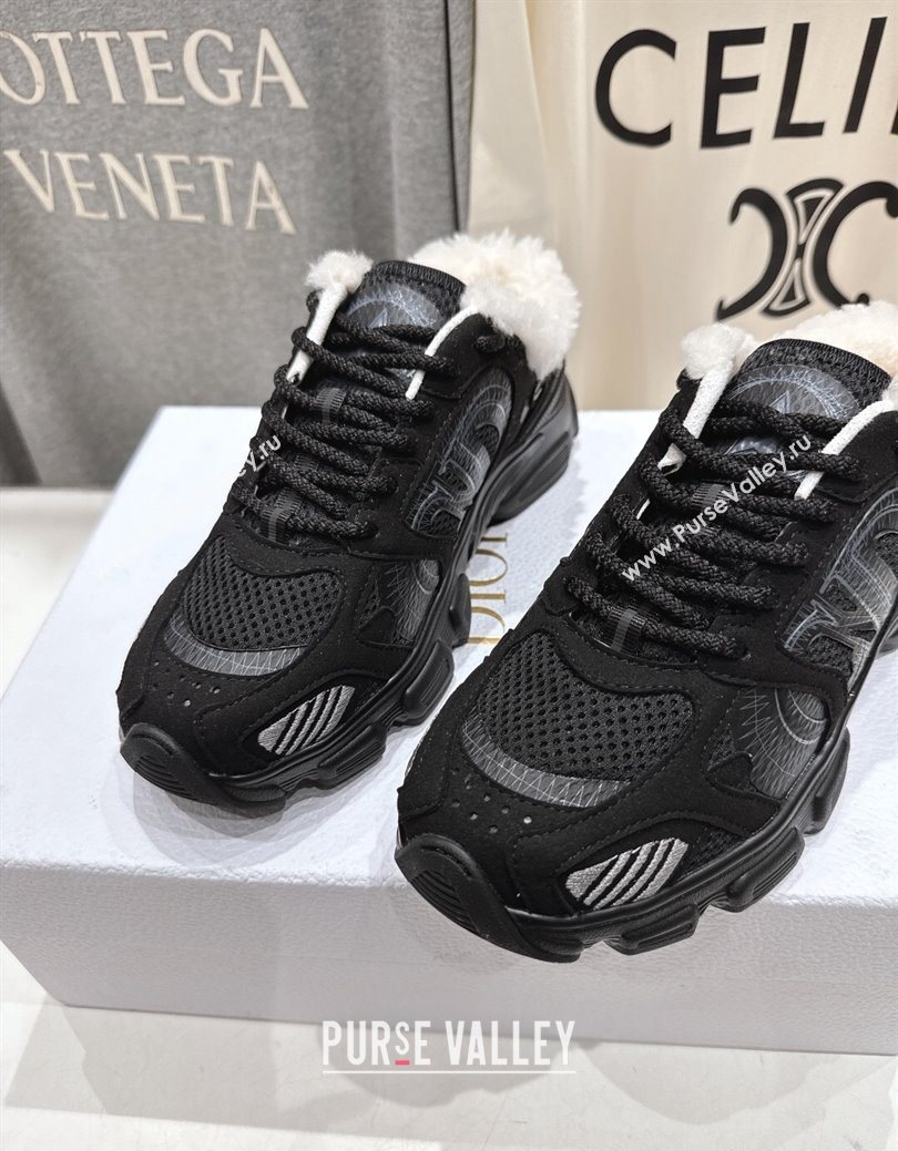 Dior Chrono Sneaker Mules in Mesh, Suede and Wool Black2 2025 1029 (MD-251029065)