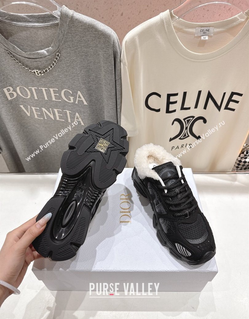 Dior Chrono Sneaker Mules in Mesh, Suede and Wool Black2 2025 1029 (MD-251029065)