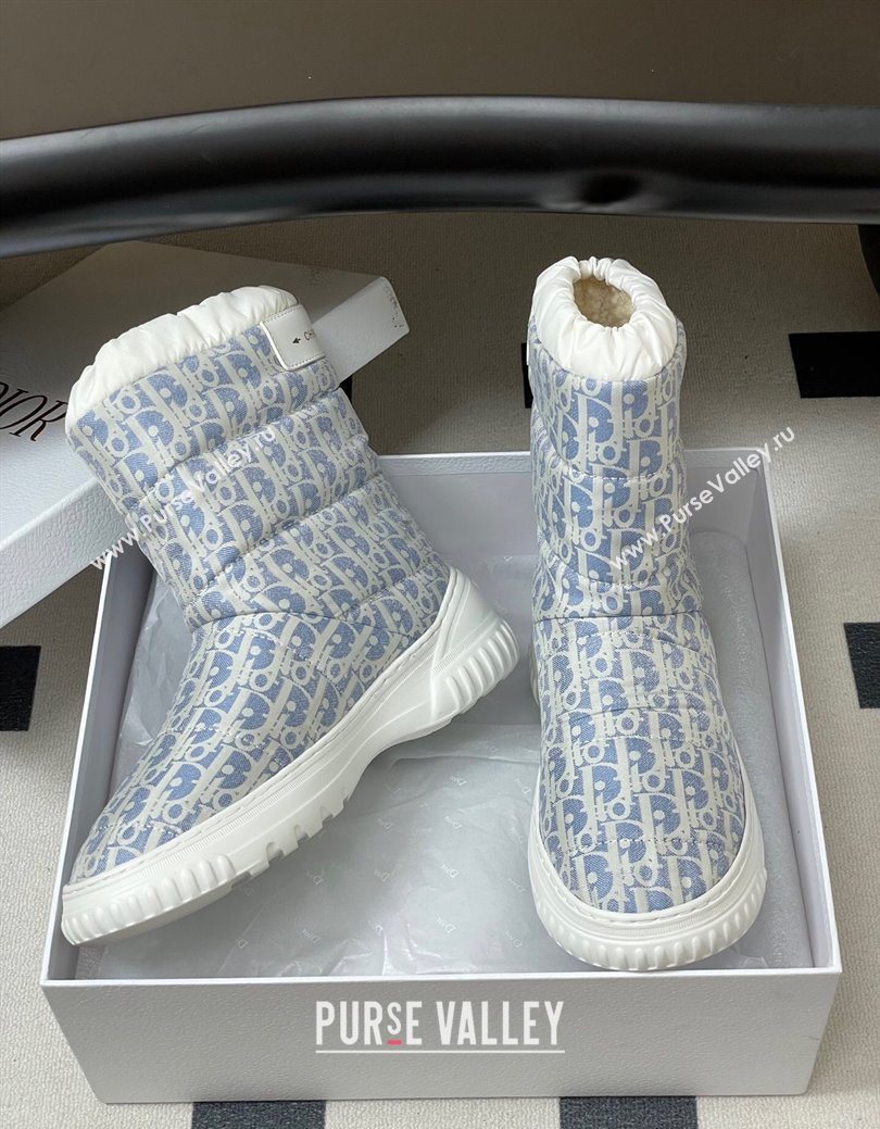 Dior DiorAlps Frost Ankle Boots in Oblique Quilted Nylon Blue/White 2025 1029 (MD-251029003)