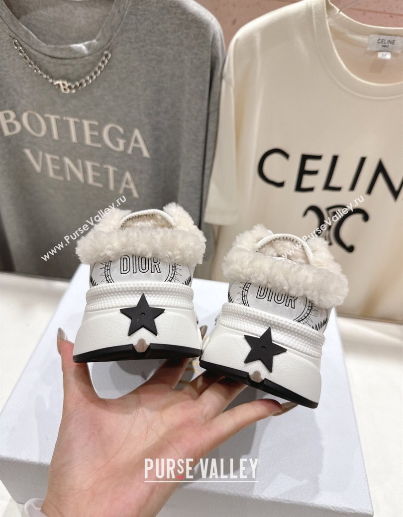 Dior Chrono Sneaker Mules in Mesh, Leather-Effect and Wool White/Black 2025 1029 (MD-251029066)