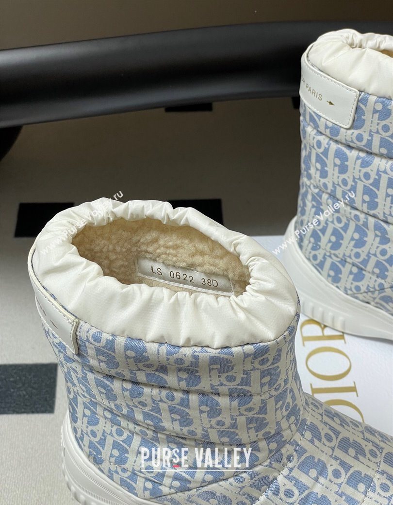 Dior DiorAlps Frost Ankle Boots in Oblique Quilted Nylon Blue/White 2025 1029 (MD-251029003)