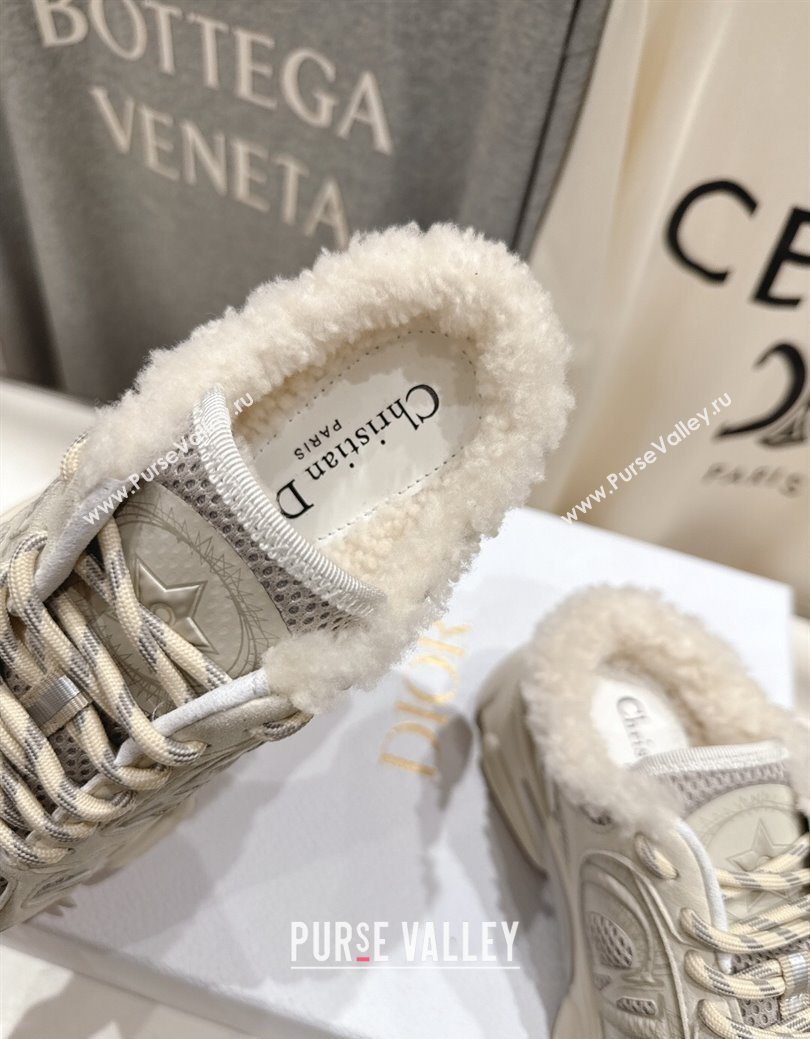 Dior Chrono Sneaker Mules in Mesh, Suede and Wool Light Grey 2025 1029 (MD-251029067)