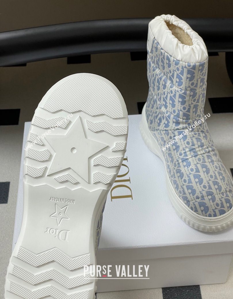 Dior DiorAlps Frost Ankle Boots in Oblique Quilted Nylon Blue/White 2025 1029 (MD-251029003)