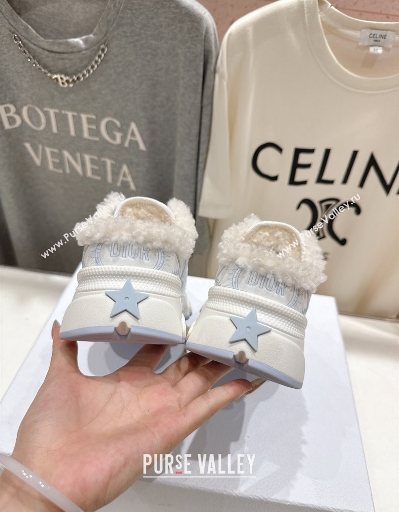 Dior Chrono Sneaker Mules in Mesh, Leather-Effect and Wool White/Blue 2025 1029 (MD-251029068)