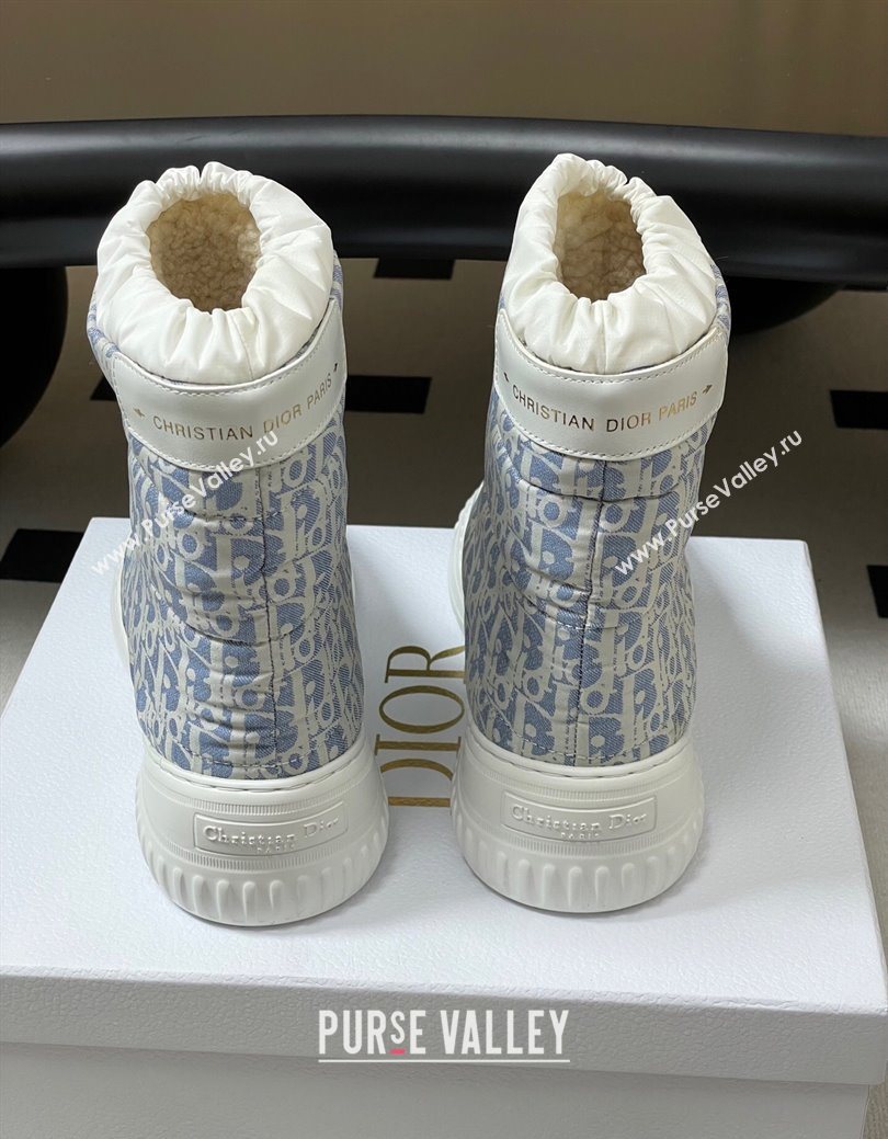 Dior DiorAlps Frost Ankle Boots in Oblique Quilted Nylon Blue/White 2025 1029 (MD-251029003)