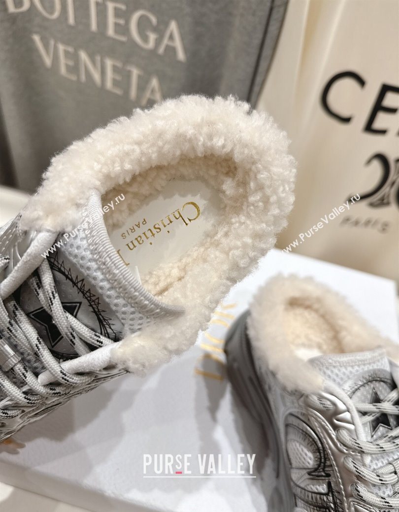 Dior Chrono Sneaker Mules in Mesh, Leather-Effect and Wool Silver Grey 2025 1029 (MD-251029069)