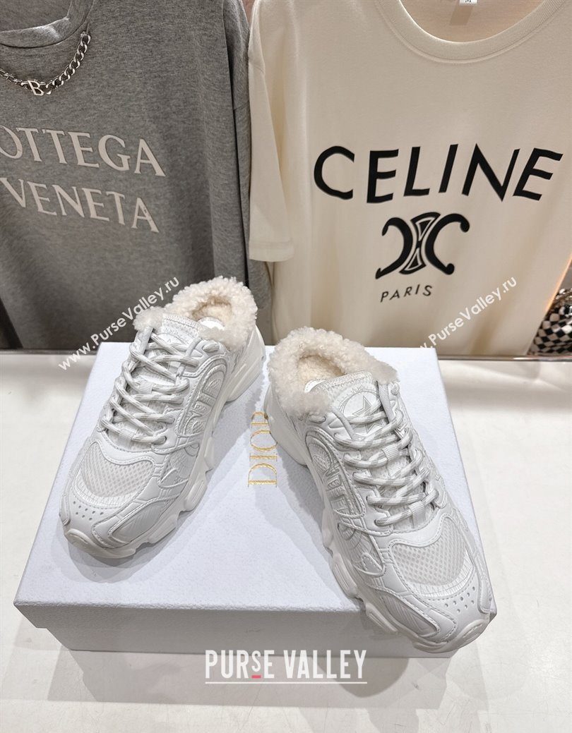 Dior Chrono Sneaker Mules in Mesh, Leather-Effect and Wool White2 2025 1029 (MD-251029070)