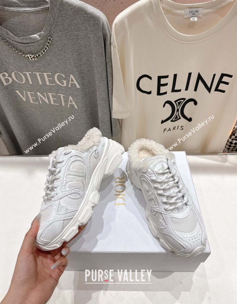 Dior Chrono Sneaker Mules in Mesh, Leather-Effect and Wool White2 2025 1029 (MD-251029070)