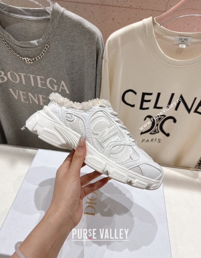 Dior Chrono Sneaker Mules in Mesh, Leather-Effect and Wool White2 2025 1029 (MD-251029070)