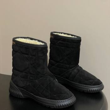 Dior DiorAlps Frost Ankle Boots in Cannage Suede and Wool Black 2025 1029 (MD-251029004)