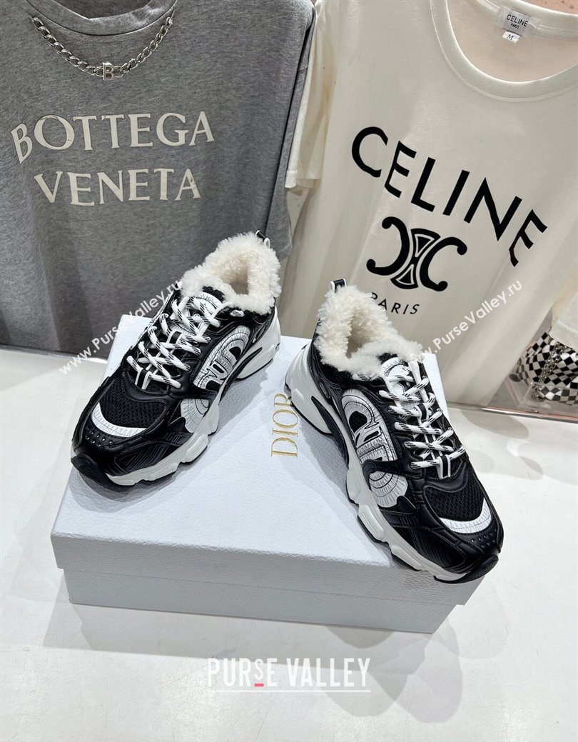Dior Chrono Sneakers in Mesh, Leather-Effect and Wool Black/White2 2025 1029 (MD-251029072)