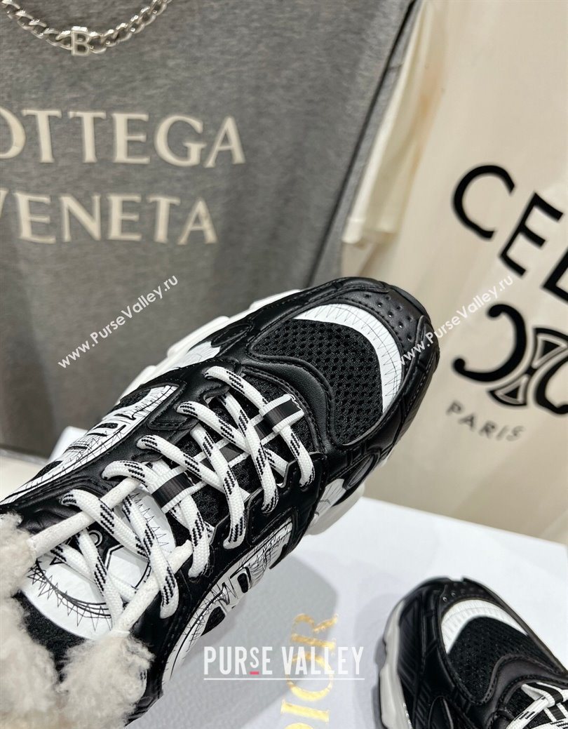 Dior Chrono Sneakers in Mesh, Leather-Effect and Wool Black/White2 2025 1029 (MD-251029072)