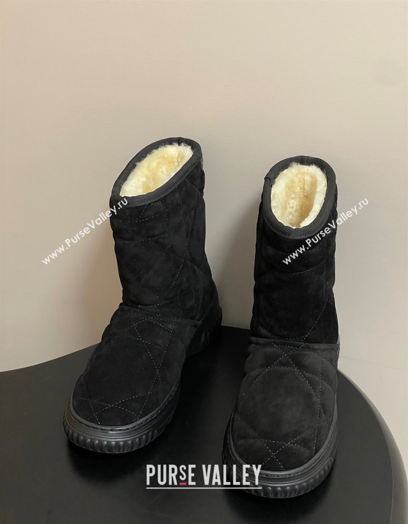 Dior DiorAlps Frost Ankle Boots in Cannage Suede and Wool Black 2025 1029 (MD-251029004)