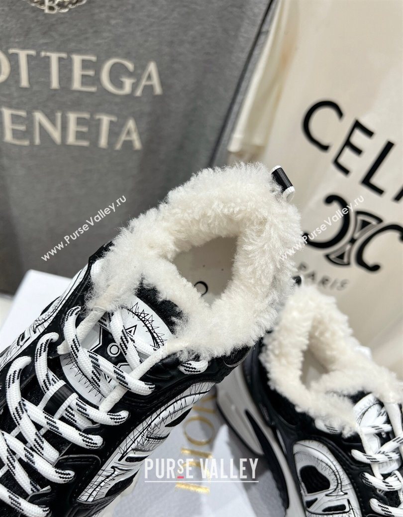 Dior Chrono Sneakers in Mesh, Leather-Effect and Wool Black/White2 2025 1029 (MD-251029072)