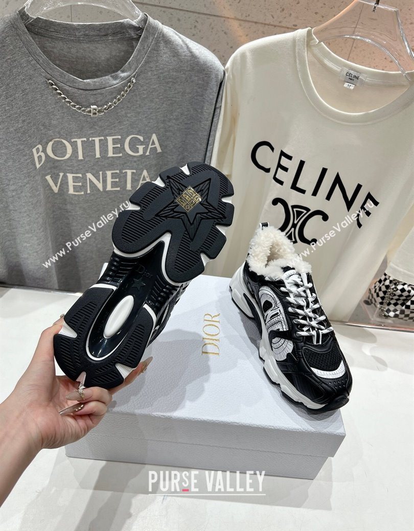 Dior Chrono Sneakers in Mesh, Leather-Effect and Wool Black/White2 2025 1029 (MD-251029072)