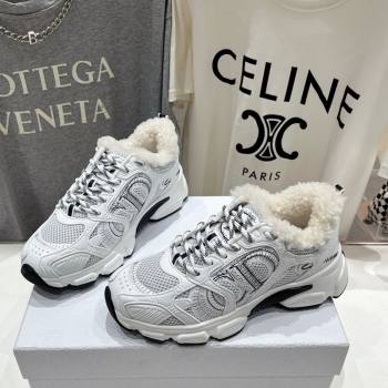 Dior Chrono Sneakers in Mesh, Leather-Effect and Wool White/Black2 2025 1029 (MD-251029073)