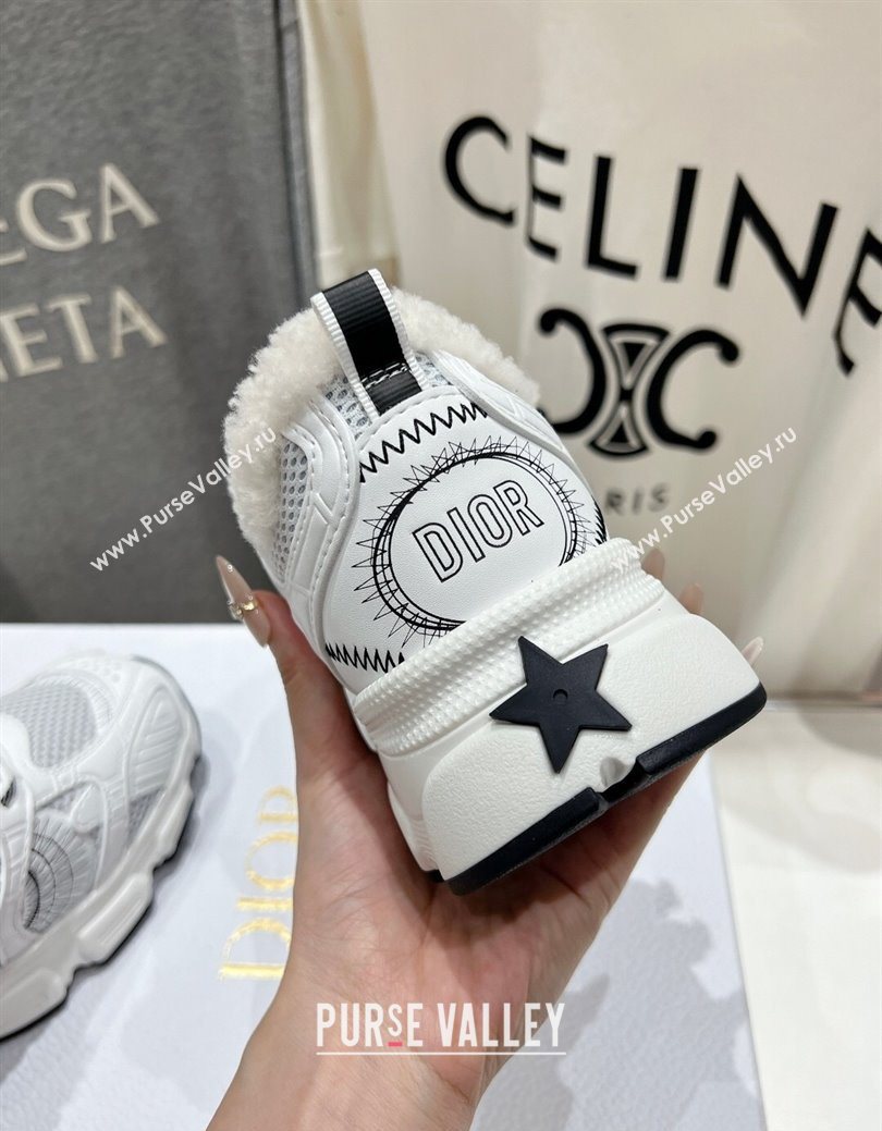 Dior Chrono Sneakers in Mesh, Leather-Effect and Wool White/Black2 2025 1029 (MD-251029073)