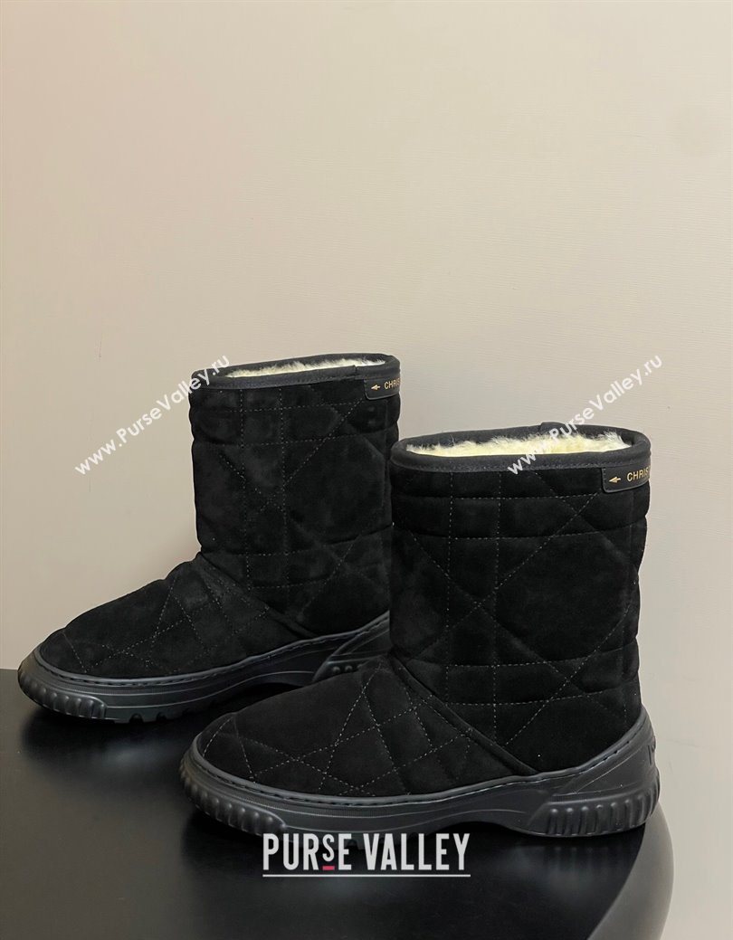 Dior DiorAlps Frost Ankle Boots in Cannage Suede and Wool Black 2025 1029 (MD-251029004)