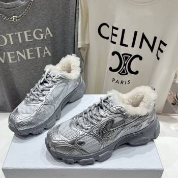 Dior Chrono Sneakers in Mesh, Leather-Effect and Wool Silver/Grey 2025 1029 (MD-251029074)