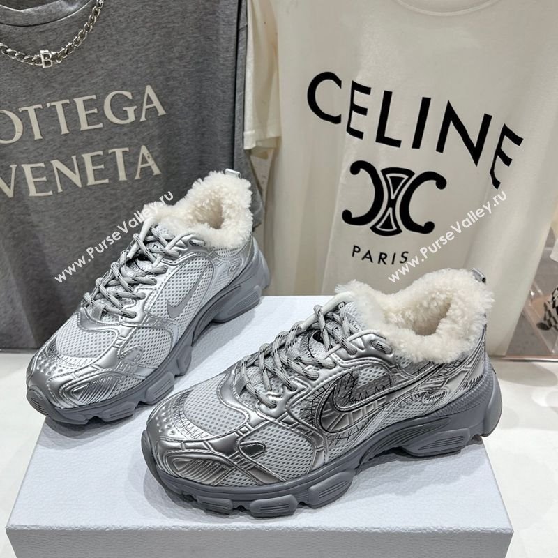 Dior Chrono Sneakers in Mesh, Leather-Effect and Wool Silver/Grey 2025 1029 (MD-251029074)