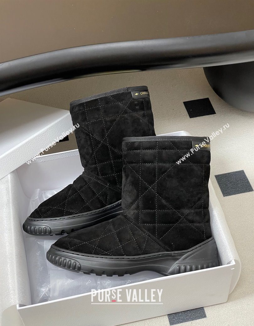 Dior DiorAlps Frost Ankle Boots in Cannage Suede and Wool Black 2025 1029 (MD-251029004)