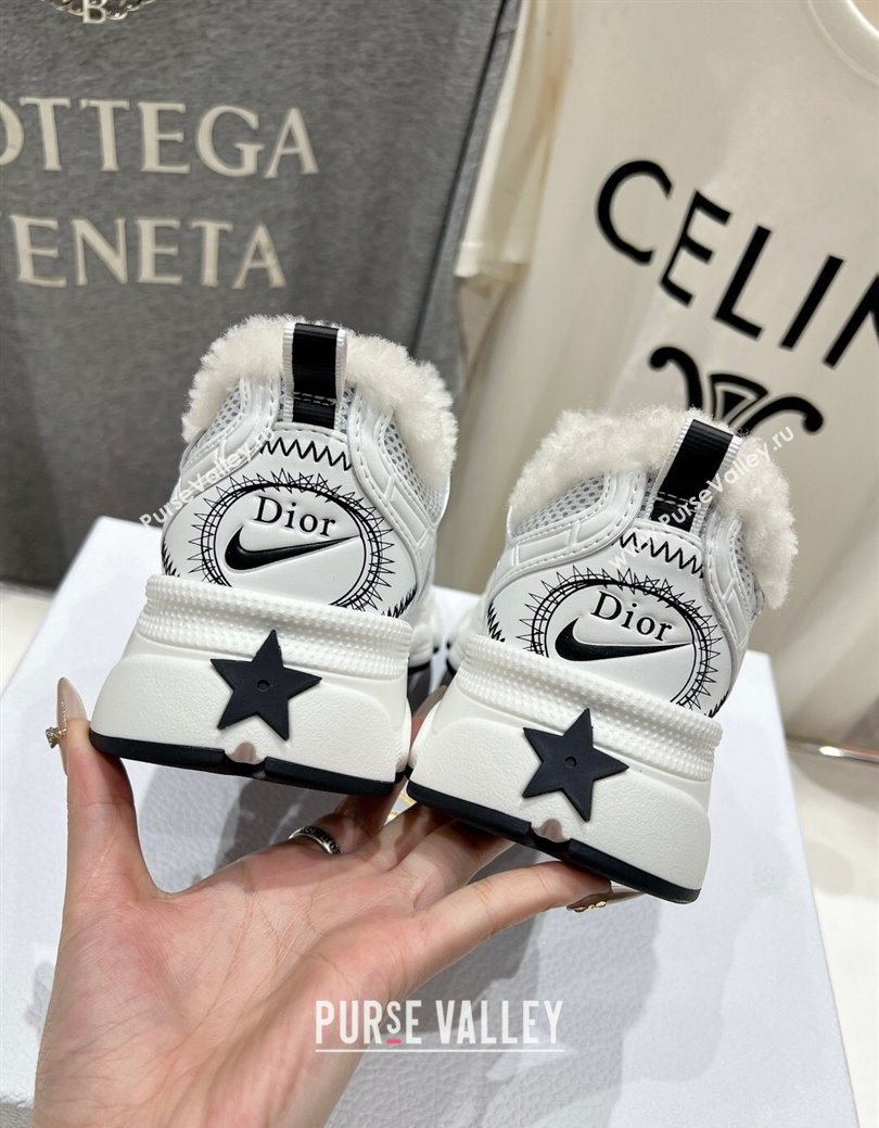 Dior Chrono Sneakers in Mesh, Leather-Effect and Wool White/Grey 2025 1029 (MD-251029075)