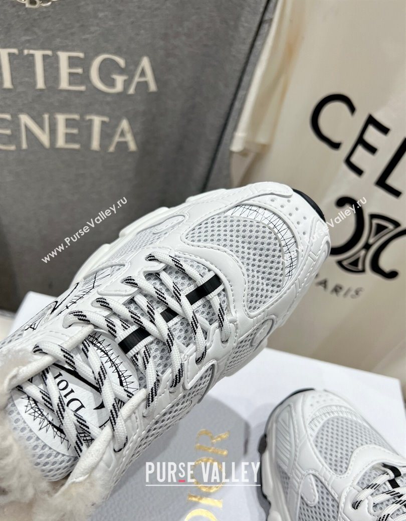 Dior Chrono Sneakers in Mesh, Leather-Effect and Wool White/Grey 2025 1029 (MD-251029075)